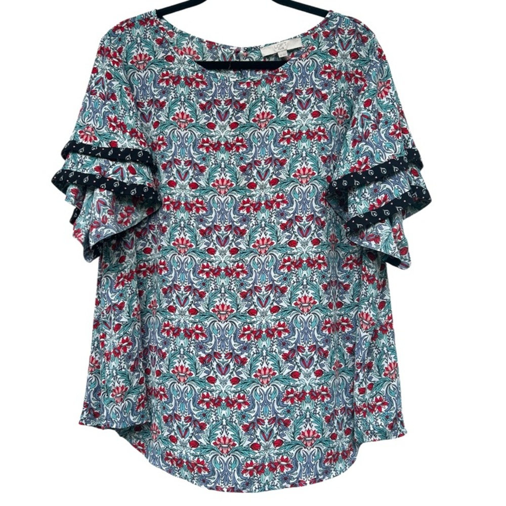 LOFT Plus Multicolor Patterned Blouse 26